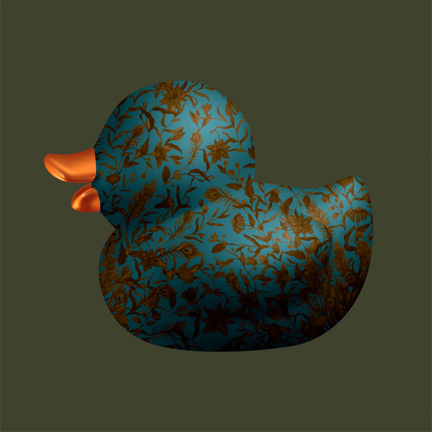 BB. Duck - Flower v02, Blue/Hunt